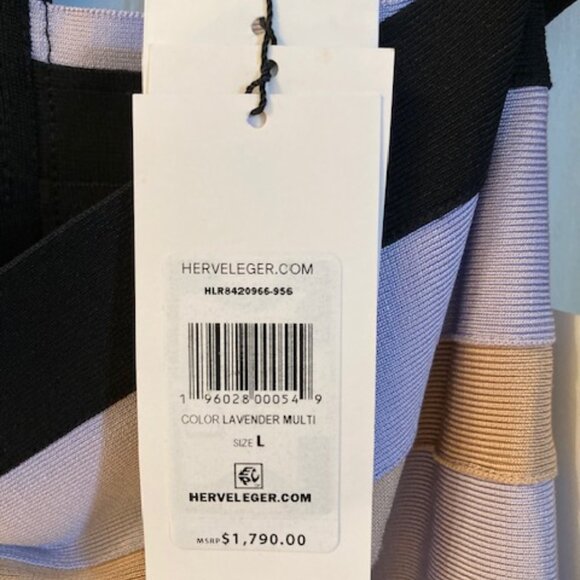 Herve Leger x Law Roach lavender and black maxi bodycon dress w/ matching gloves - Picture 2 of 6